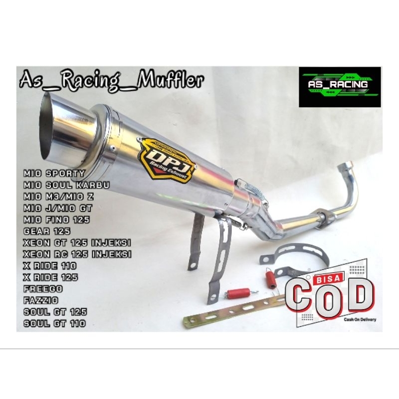 KNALPOT RACING DPJ FULL CHROME MIO SPORTY,MIO SOUL,MIO FINO 125,MIO M3,MIO Z,MIO GT,MIO J,GEAR 125,F