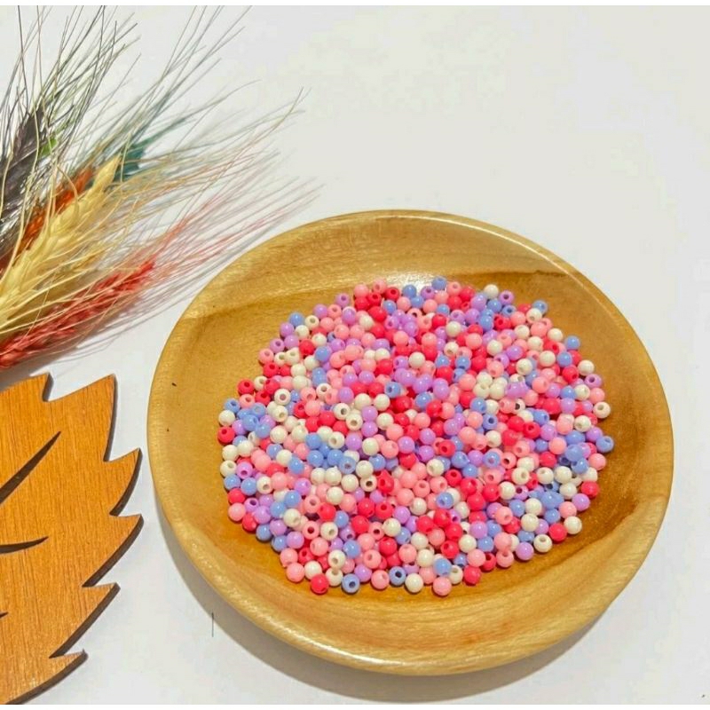 mote / manik manik Susu Bulat Pastel 3 mm -10 gr