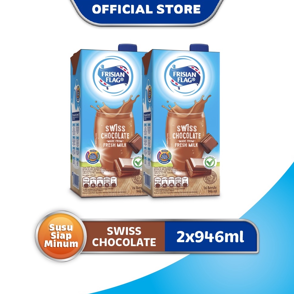

(ORIGINAL) Frisian Flag Family UHT Swiss Chocolate 946 ml x 2 pcs