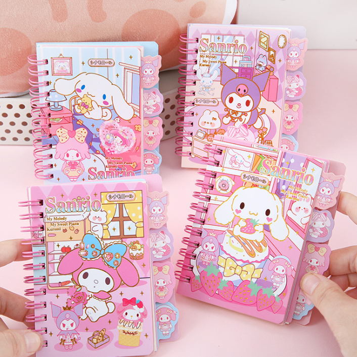 

[ORGM] 80 Lbr | Alat Tulis Kantor Perlengkapan Sekolah Notebook Spiral Mini A7 Motif Sanrio Kuromi Melody Cinnamon