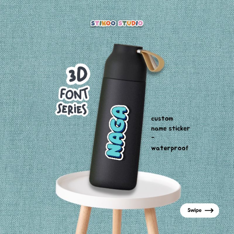

3D Font Series - Waterproof - Stiker Nama Custom - Stikoo Studio