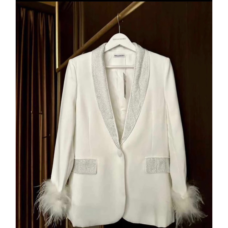 Shellasaukia GAMIS Outer hijab STORE ORI BLAZER Bulu Hitam Putih NEWYORK SHELLASAUKIA GAMIS viral Sh