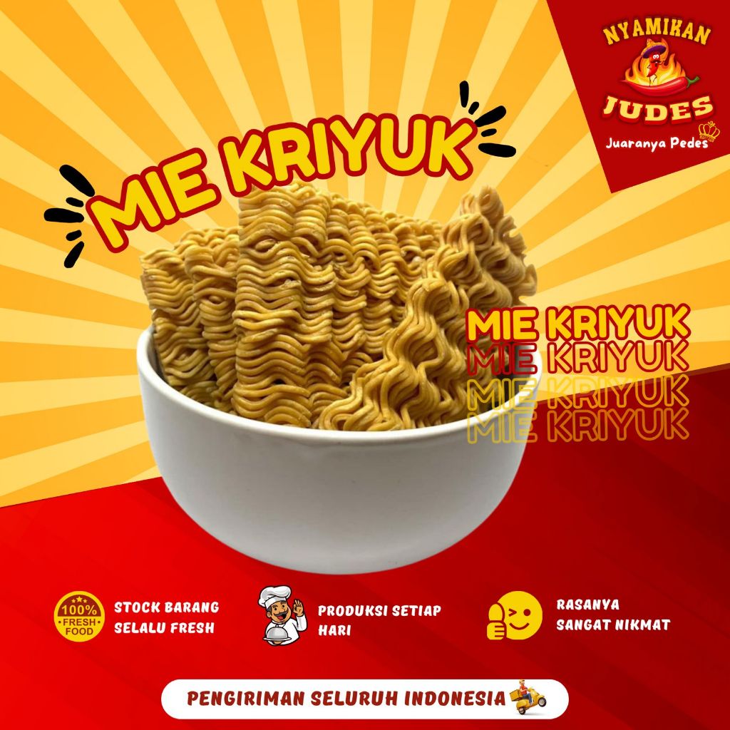 

Mie Kremes Pedas / Mie Kriyuk Ngabret Pedes Asin Level / Mie Kriuk Kremez Mi Kakek cemilan Snack Jadul Barbeque Balado Keju / Nyamikan Judes 100 Gram