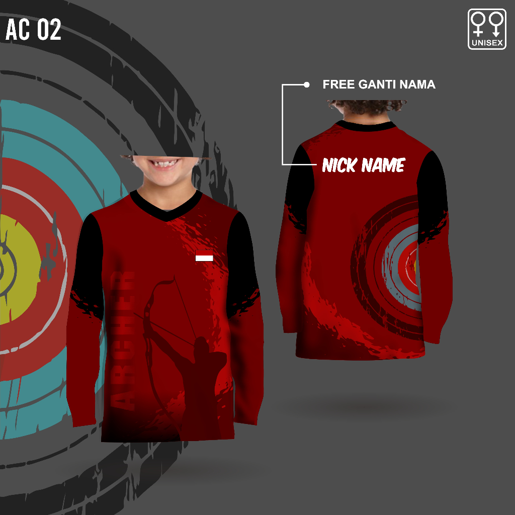 Jersey anak kaos panahan archer baju olah raga panahan lengan panjang