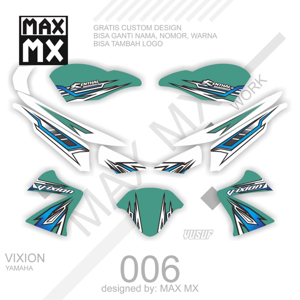 decal full body variasi striping vixion old sticker full body keren motif street racing putih hijau 
