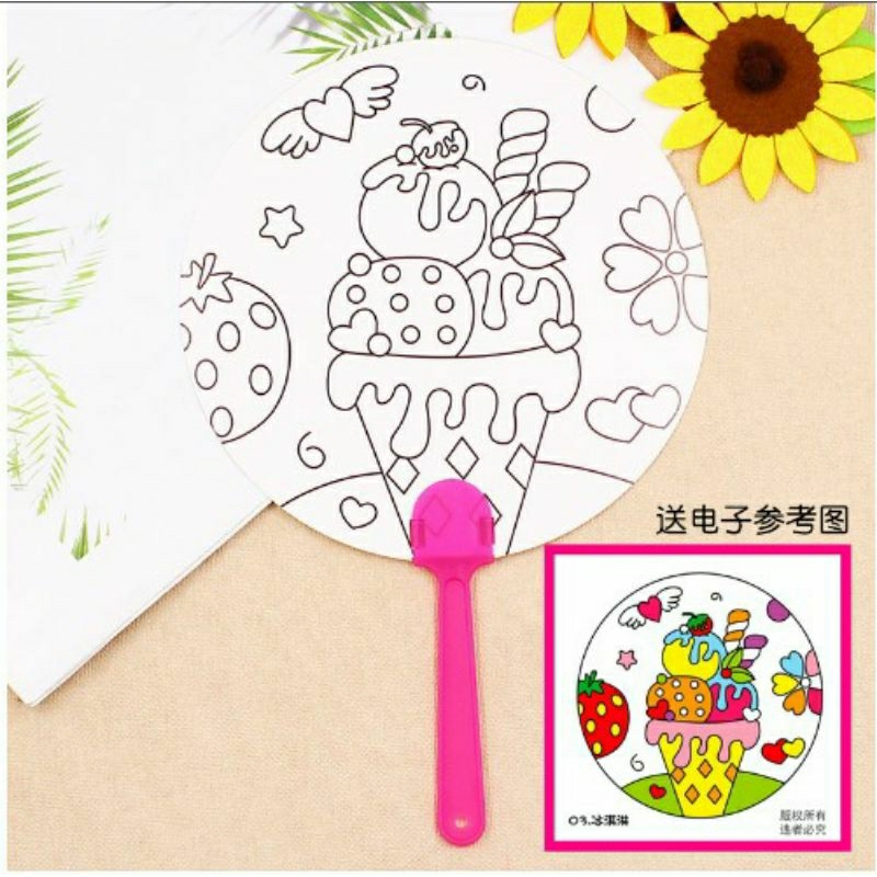 Mainan DIY Kipas Kertas / Mewarnai Diy Kipas Kertas /  Prakarya Art & Craft mainan anak 4 tahun