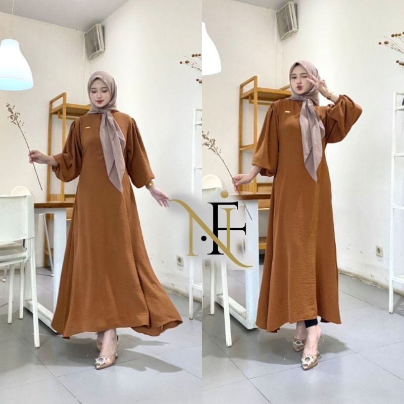 GAMIS LILLY CRINKLE AIRFLOW PREMIUM MODEL TERBARU / GAMIS LENGAN BALON