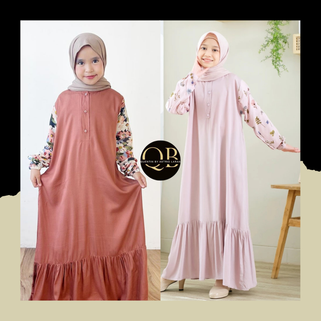 NEW - Dress Anak/Gamis Rempel Anak Perempuan Bahan Rayon viscose Premium Dress Anak Usia 7-11 tahun 