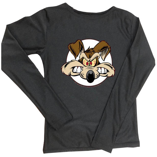 Kaos Tangan Panjang Wile E. Coyote Tshirt 100% Cotton Black Kombed 30s