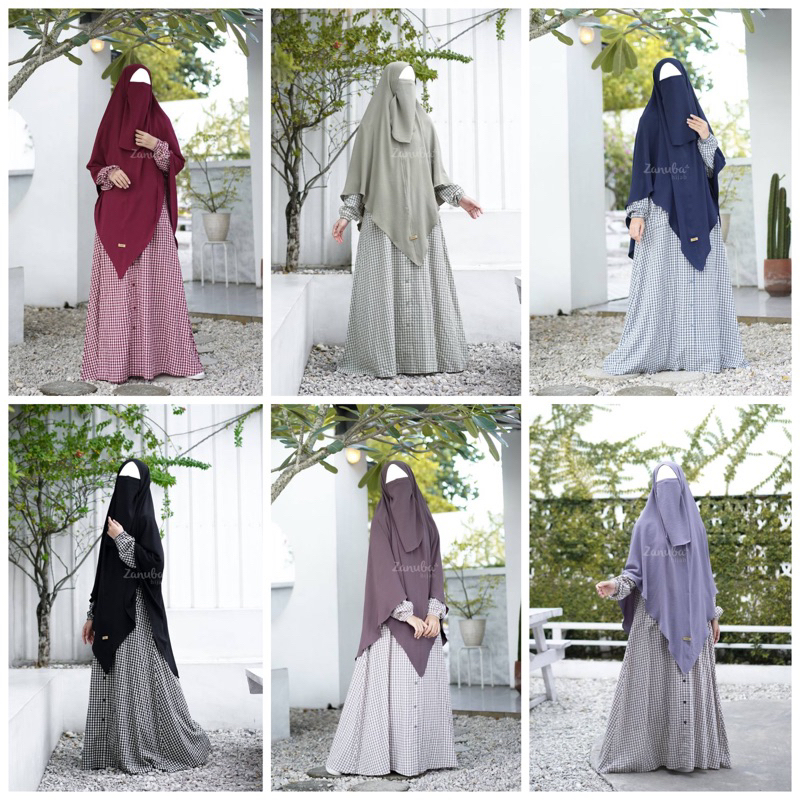 READY COTTON SQUARE DRESS BY ZANUBA HIJAB - GAMIS SQUARE COTTON ZANUBA HIJAB TERBARU