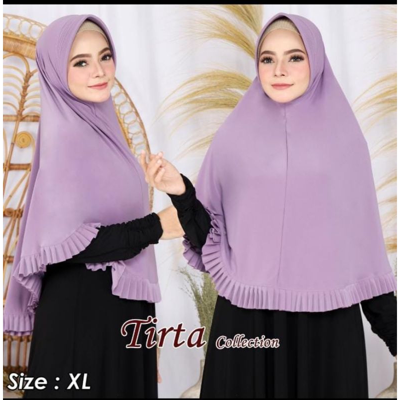cod,jilbab bergo TIRTA rempel plisket size Xl hijab instan sorong bahan Jersey premium Korea Khimar 