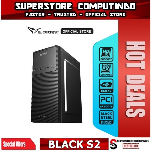 Casing Alcatroz Futura Black S2 Case Full ATX Inclued Power Supply