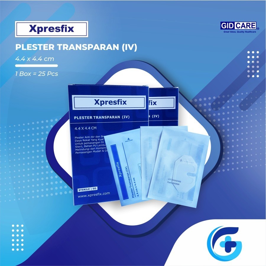 Xpresfix 4,4x4,4cm Plester Infus IV Anak Transparan Anti Air Dermafix