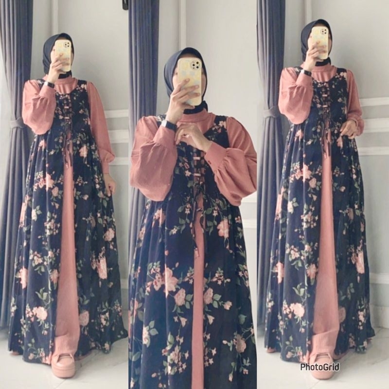 Gamis Set Outer dan Inner Bahan Rayon Polo Linen