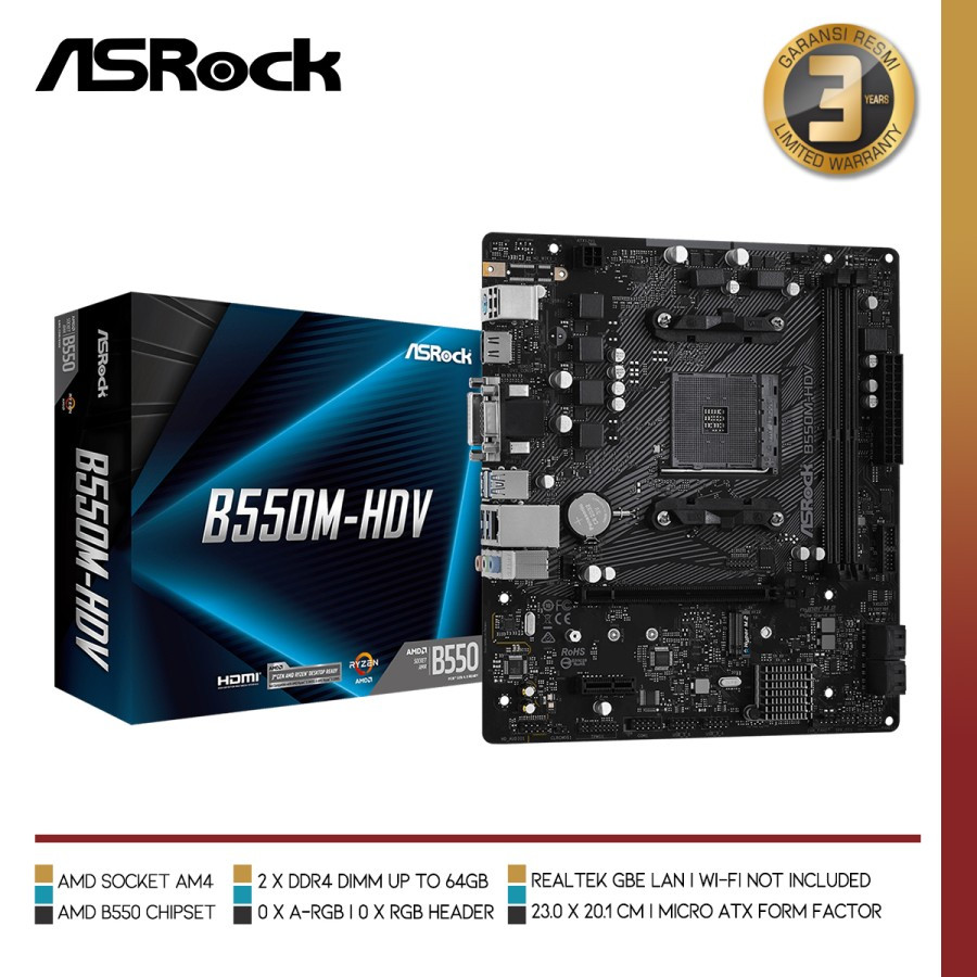 Motherboard ASRock B550M HDV - mATX AM4 ASRock B550 M HDV AMD AM4