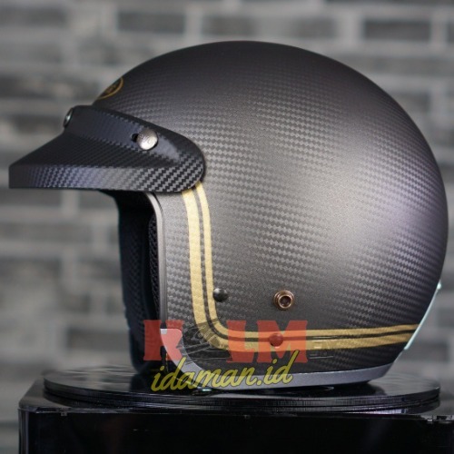 HELM INJAK CARBON DEWASA FULL LEHER ORIGINAL SNI