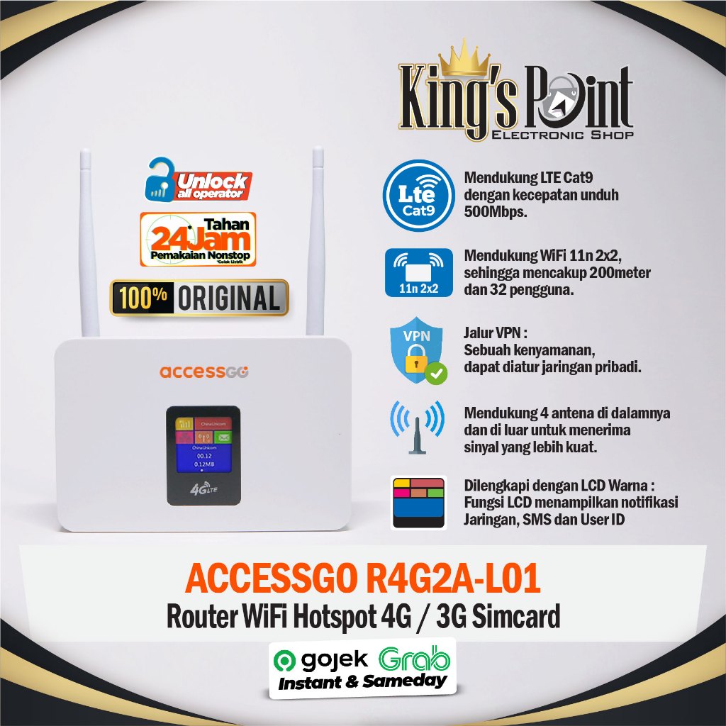 Router Wifi Sim Card 4G AccessGo R4G2A - L01 Custom Imei