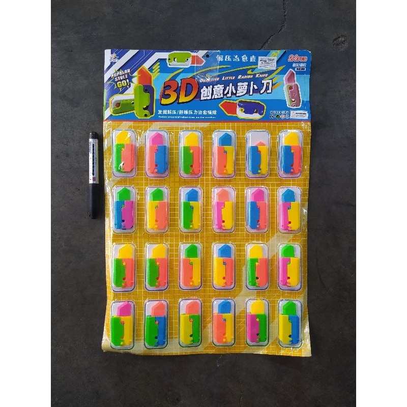 mainan plastik bali song mainan  PISAU LIPAT PLASTIK STYLE 3D / PISAU WORTEL isi 24 pcs