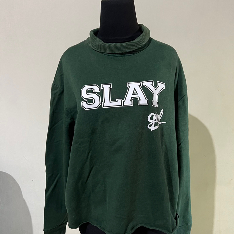 Sweater crop gaudi Hijau botol