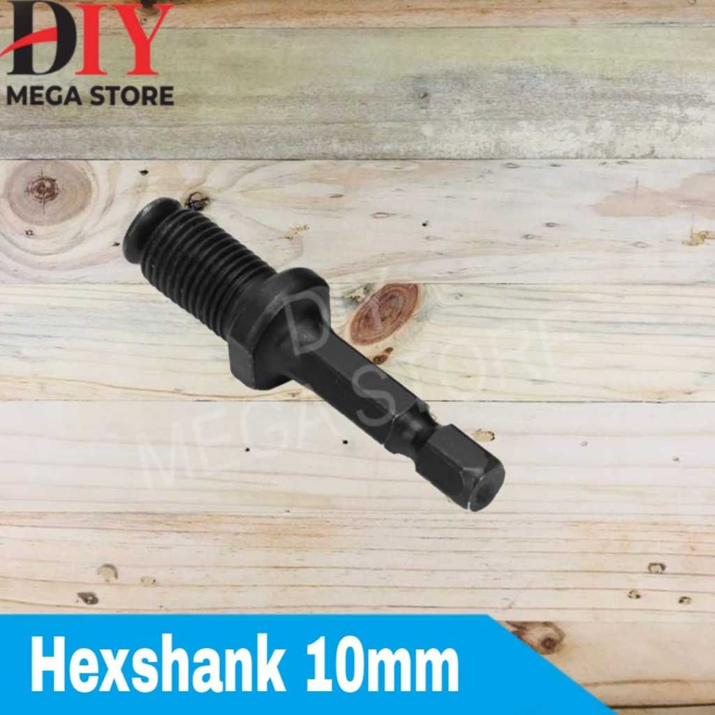 Hexshank keyless drill chuck adapter 10mm adaptor kepala bor 3/8" HEXSHANK 10 MM Adaptor Kepala Bor 