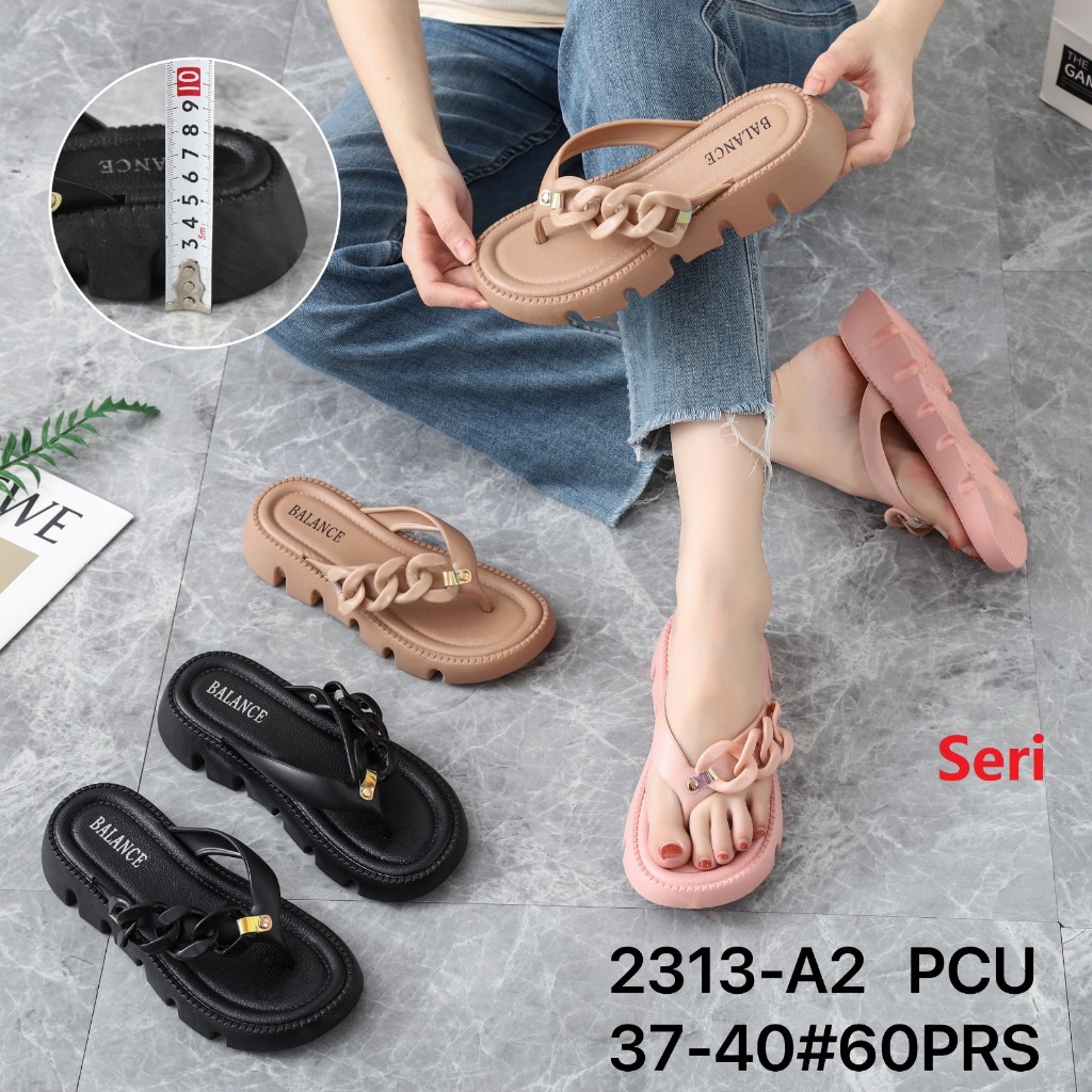 Sandal Wanita Jepit Wedges Rantai Jelly Import 2313-A2