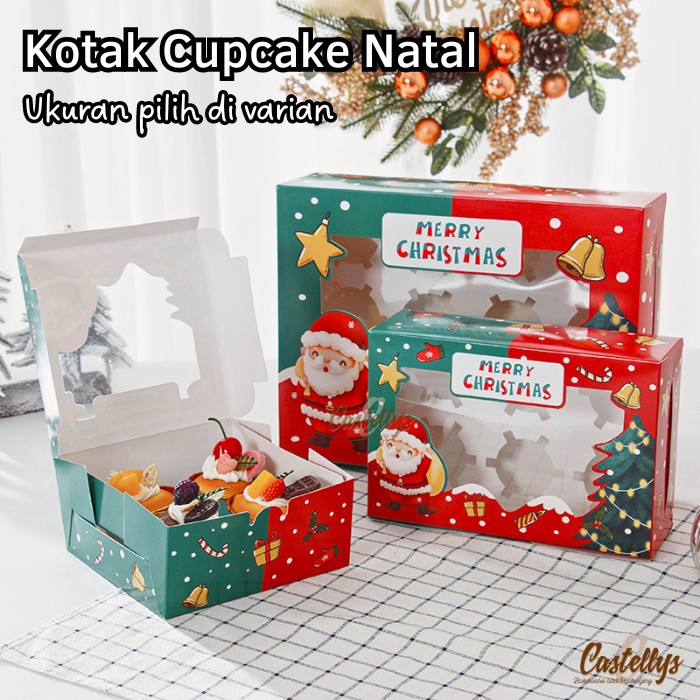 

Kotak Box Kue Natal XKC Cupcake Pudding Dessert Cup Muffin Roti Bolu Pie Hampers Christmas