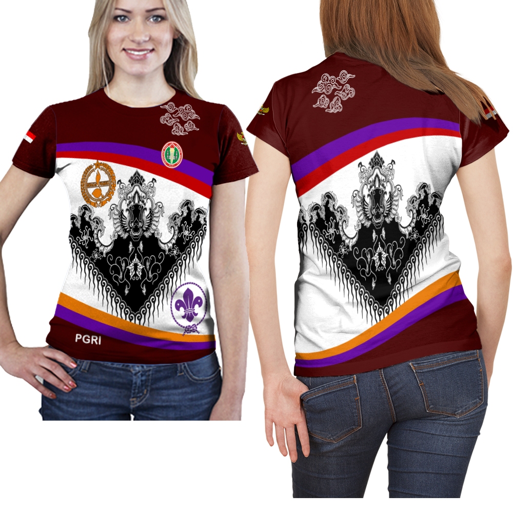 Baju Kaos PGRI Wanita / Baju Guru Seragam Batik PGRI Wanita Kaos Lengan Pendek Kaos JerseyFullprint