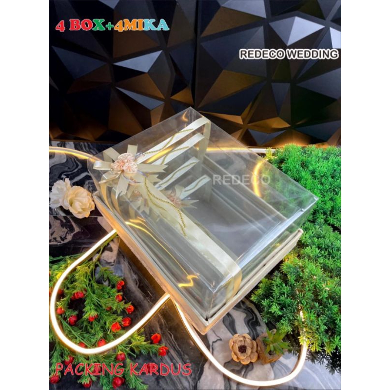 

Set 4 Pcs Kotak Box Hantaran Seserahan Pernikahan Premium Mika Pita
