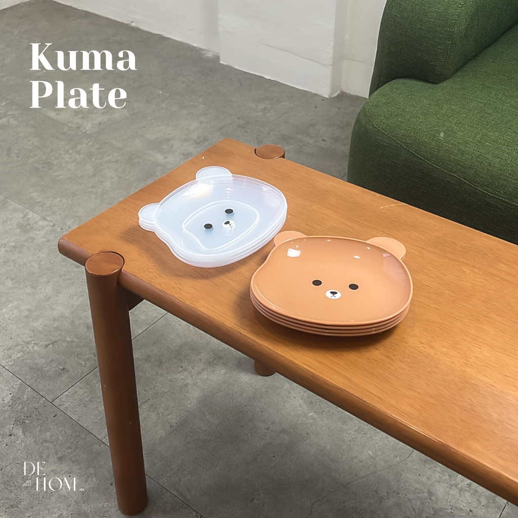 Kuma Plate (4pcs) + Rack/ Piring makanan kecil untuk buah snack camilan anak anak bahan plastik mode