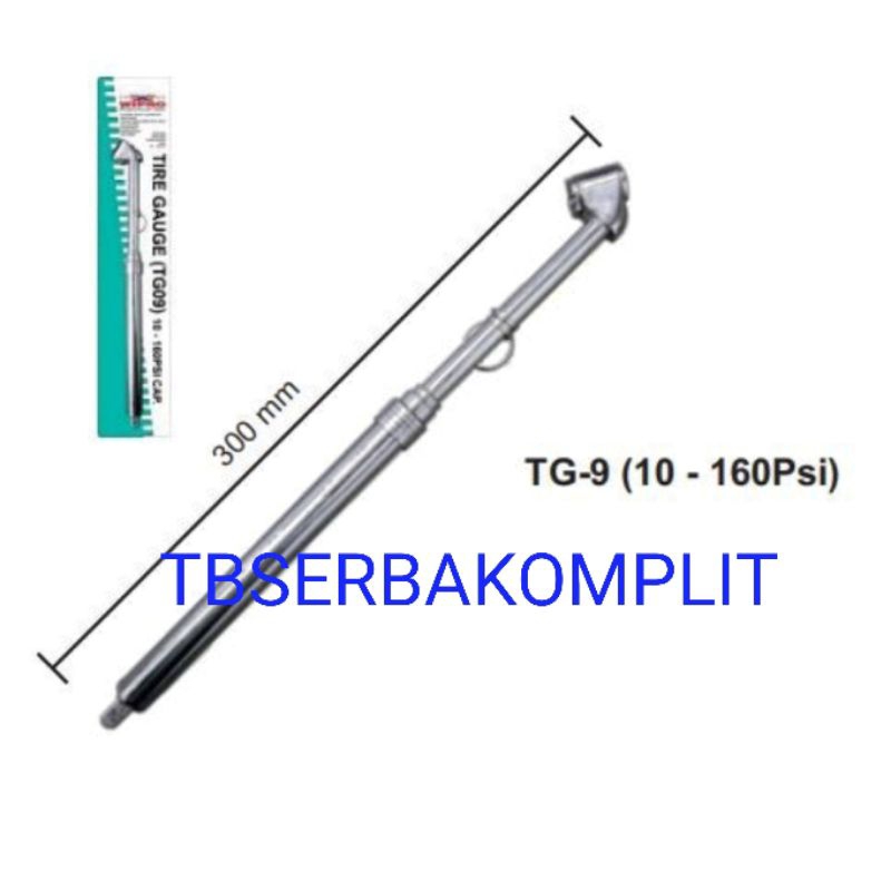 Wipro Pengukur Tekanan Angin Ban Model Lurus 300mm 160psi Tire Chuck Untuk Ban Truck Truk TG-9 WIPRO