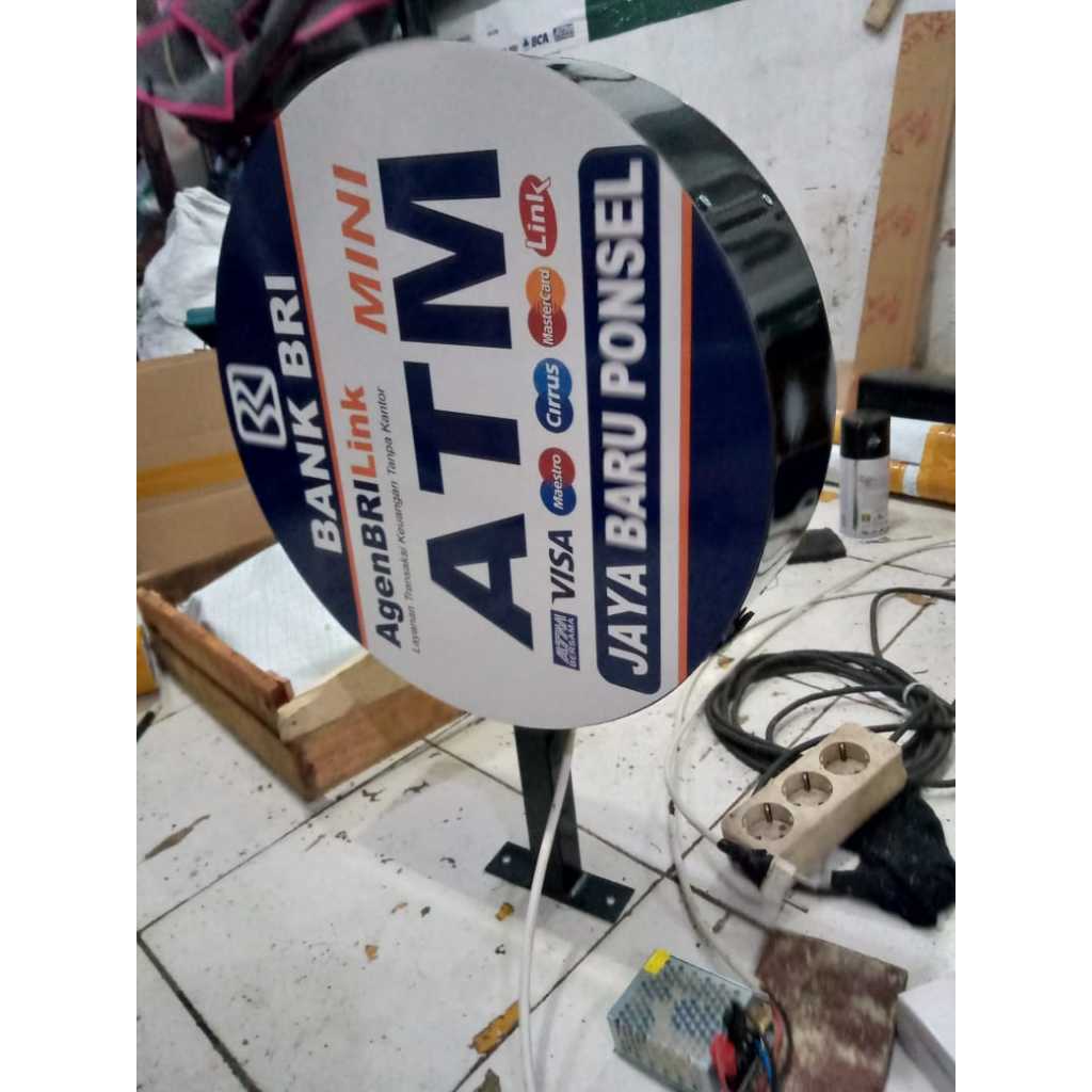 Neon Box Bulat Mini ATM Akrilik Ukuran 40cm
