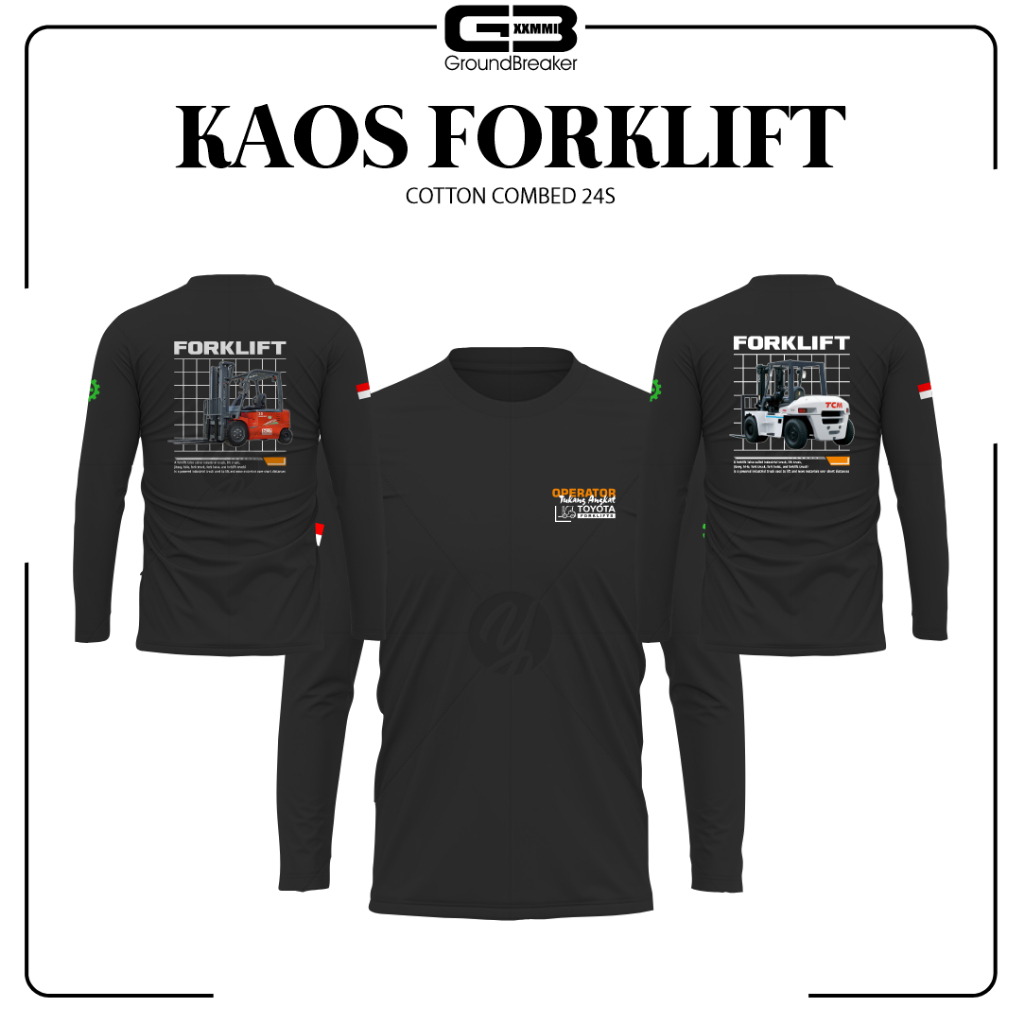 BAJU KAOS OPERATOR MUDA FORKLIFT LENGAN PANJANG PREMIUM COTTON COMBED 24S