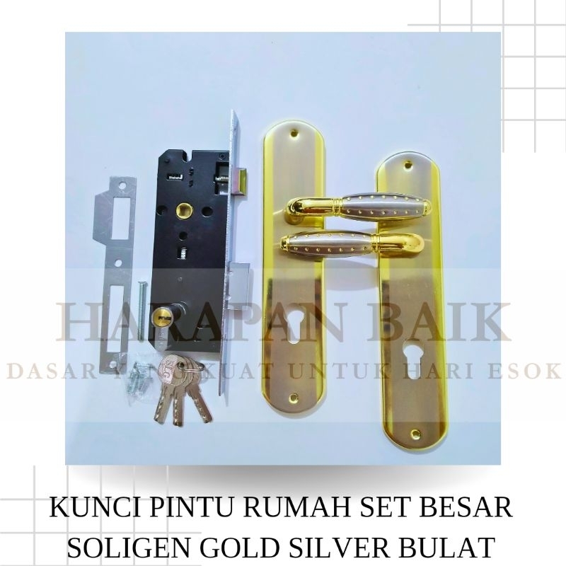 Handle Pintu Rumah set besar soligen gold silver gagang pintu bulat - kunci pintu besar set