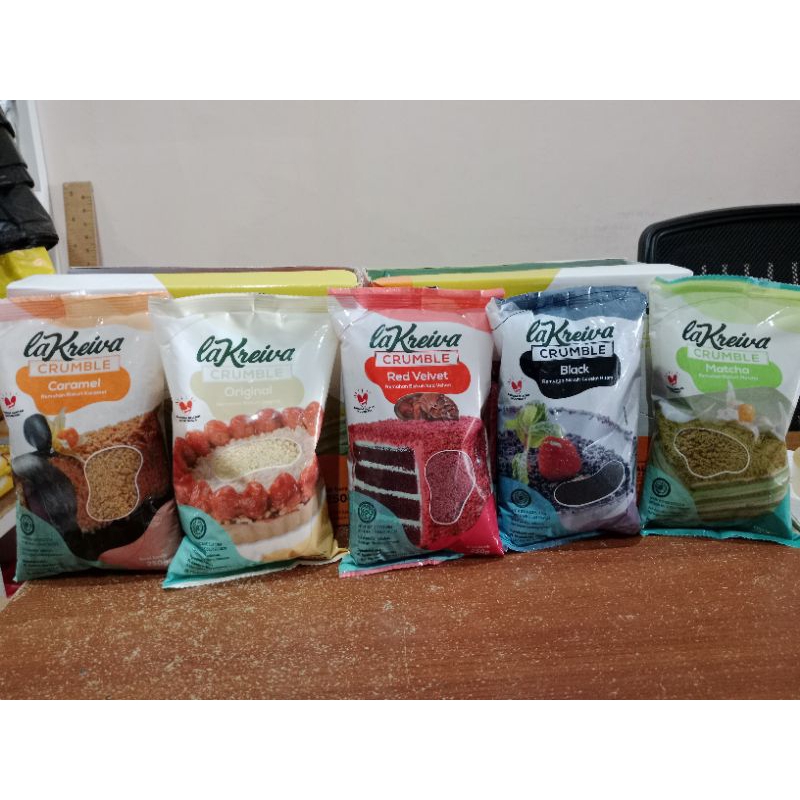 

LA KREIVA CRUMBLE 250GR/MACHA,RED VELVET, ORIGINAL, CARAMEL, BLACK