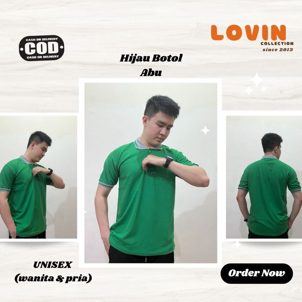 Kaos Kerah Pendek / Kaos Kerah Pria / Kaos Berkerah / Kaos Kerah Wanita / Wangky / Hijau Botol