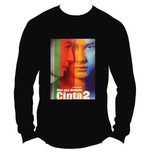 Kaos Tangan Panjang Ada Apa Dengan Cinta AADC Tshirt 100% Cotton Black Kombed 30s