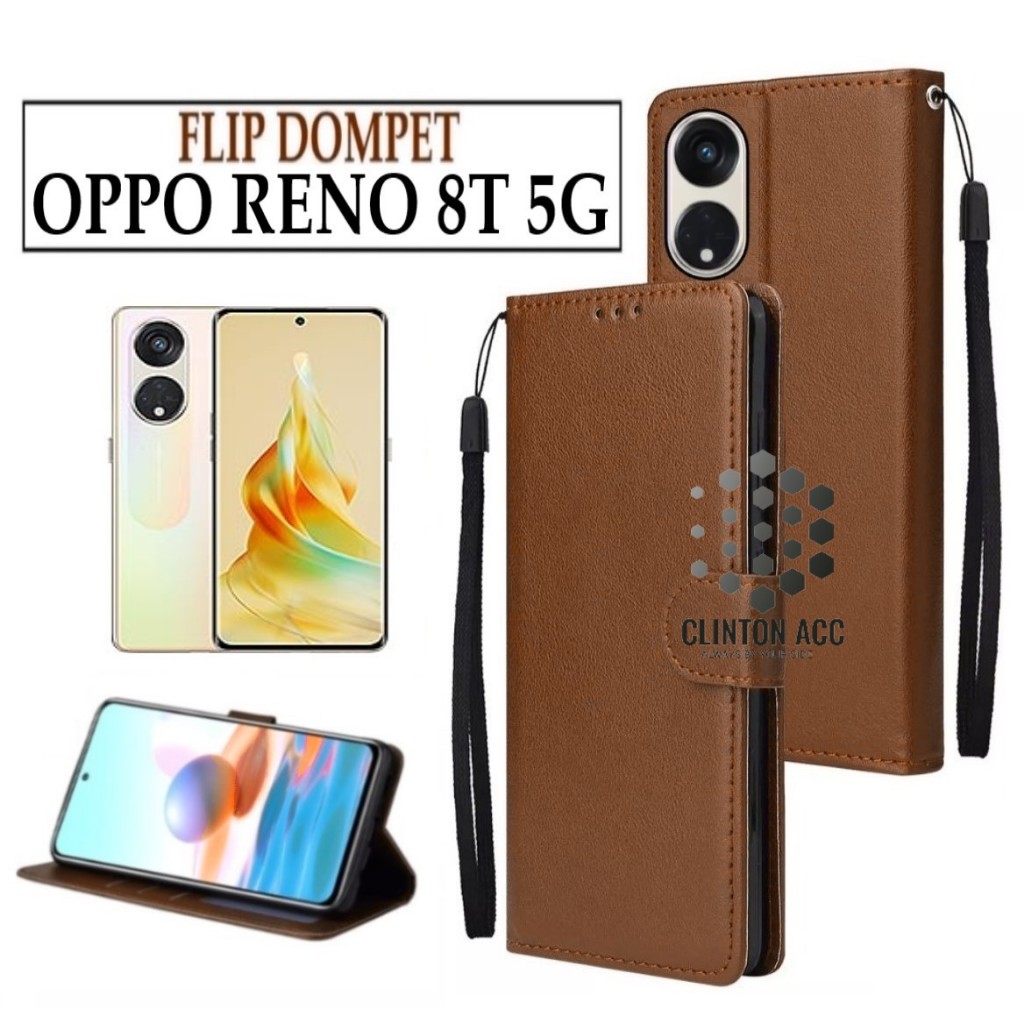 CASE HP OPPO RENO 8T 5G FLIP WALLET LEATHER DOMPET KULIT SOFTCASE PREMIUM FLIP COVER SARUNG BUKA TUT