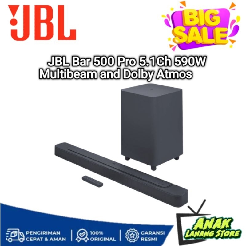 JBL Soundbar Bar 500 Pro 5.1 CH 590W Bluetooth Sound Bar dengan Multibeam dan Dolby Atmos