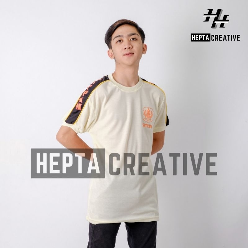 [HEPTA CREATIVE] KAOS SATPAM VAVING CREAM KAOS SATPAM SECURITY CREAM TYPING KUNING