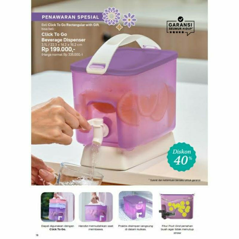 Dispenser Air 3,1 L Tupperware Original - Tempat air minum ukuran besar