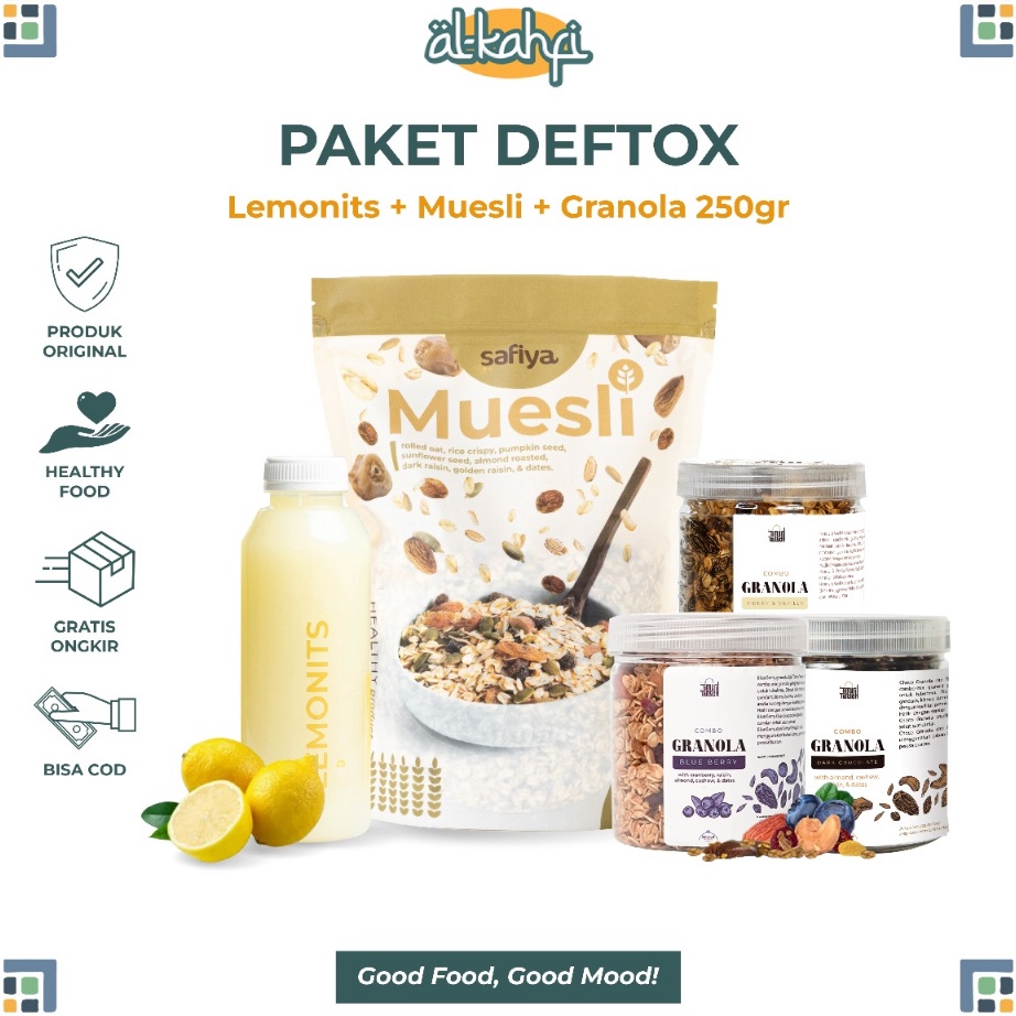 

Best [ DEFTOX 3 in 1 ] Lemonits + Muesli 500gr + Granola 250gr | Diet Defisit Kalori & Detox Bundles Sari Lemon Terlaku.