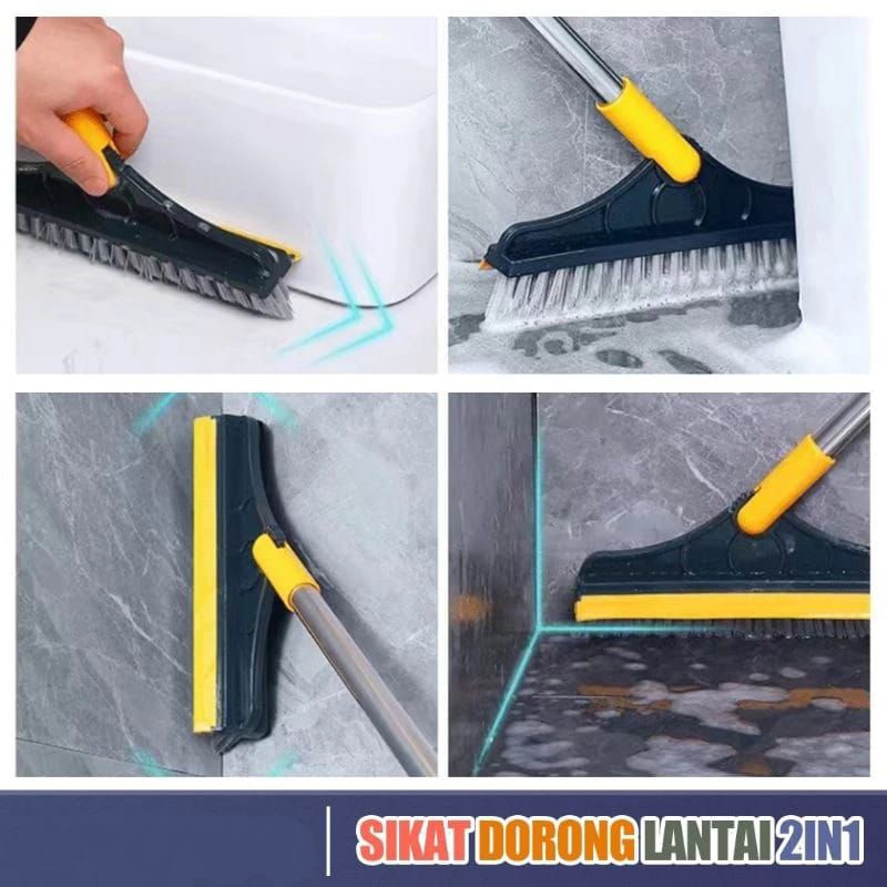 FIJAY354 Sikat Dorong lantai 2 in 1 / Alat Wiper Pembersih kaca Sikat Gagang panjang Kamar Mandi Ready Samarinda