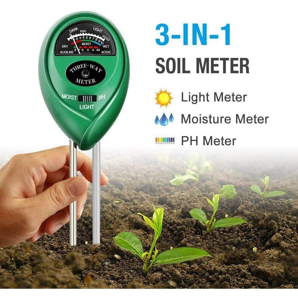 Soil Analyzer PH Meter Tanah 3 in 1 Light PH Tester Garden Flower Soil Moisture Sensor Meter