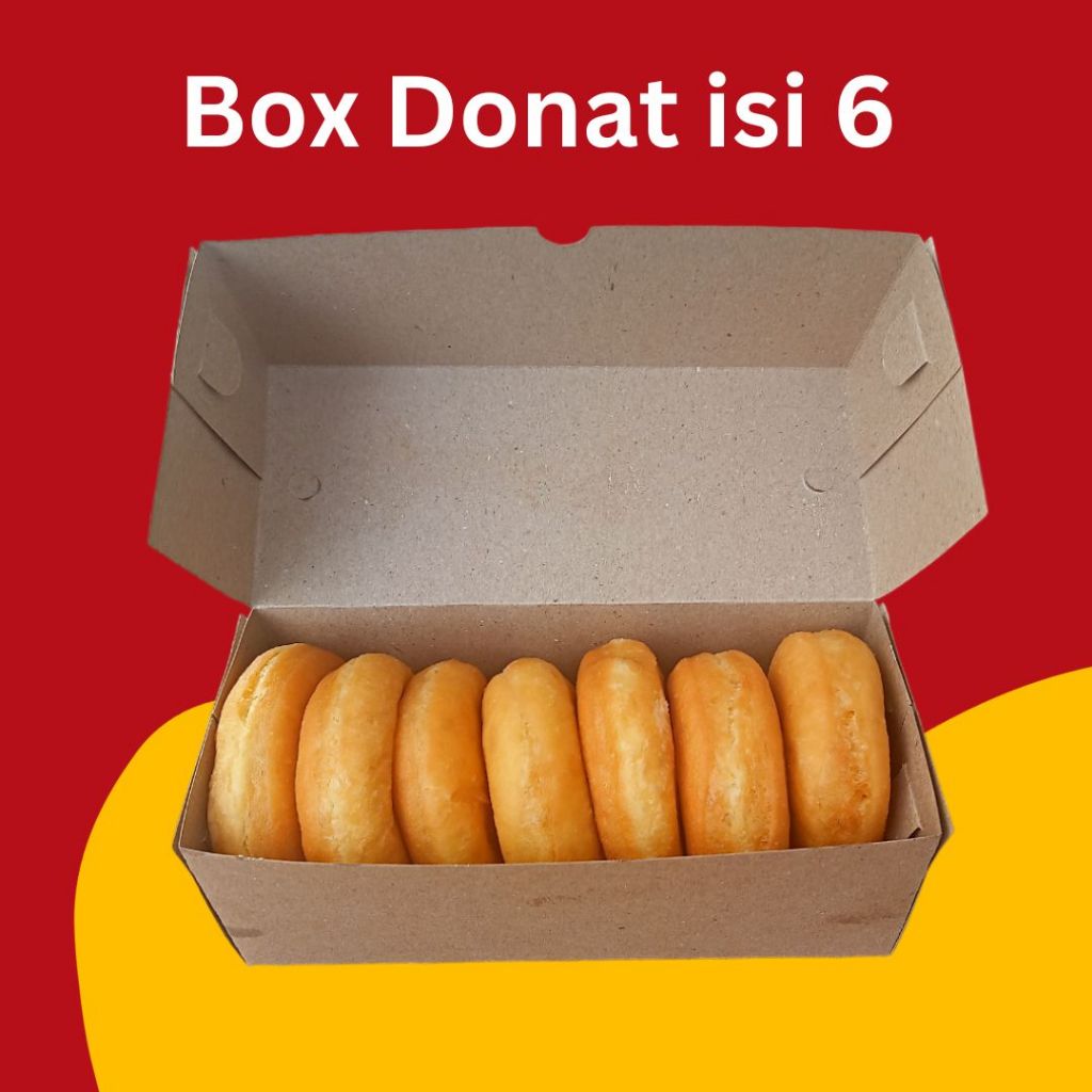 Laminasi - Box dus kemasan donat bomboloni isi 6 model persegi dan memanjang