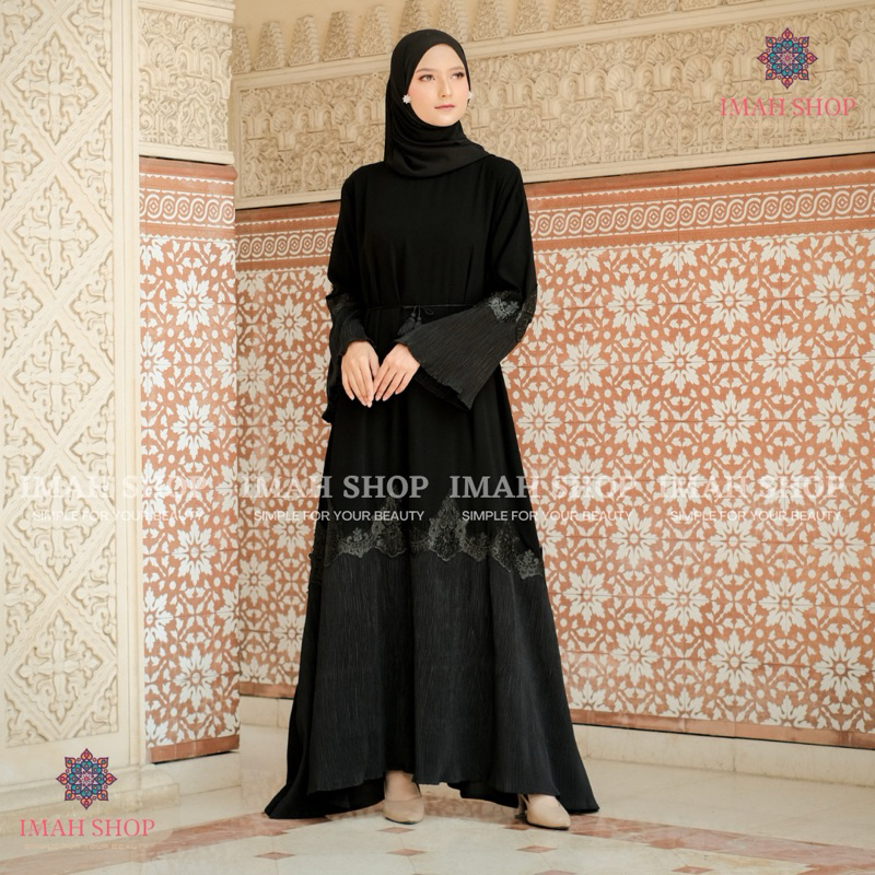 Abaya Gamis Turkey Hitam Dress Plisket Maxi Arab Saudi Bordir Zephy Turki Umroh Dubai Turkey 947 By Imah Shop