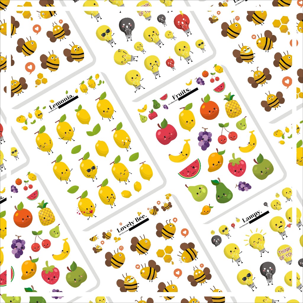 

FRUITS / LEMONIA / LOVELY BEE / LAMPY VECTOR STIKER by ROSIKARNION