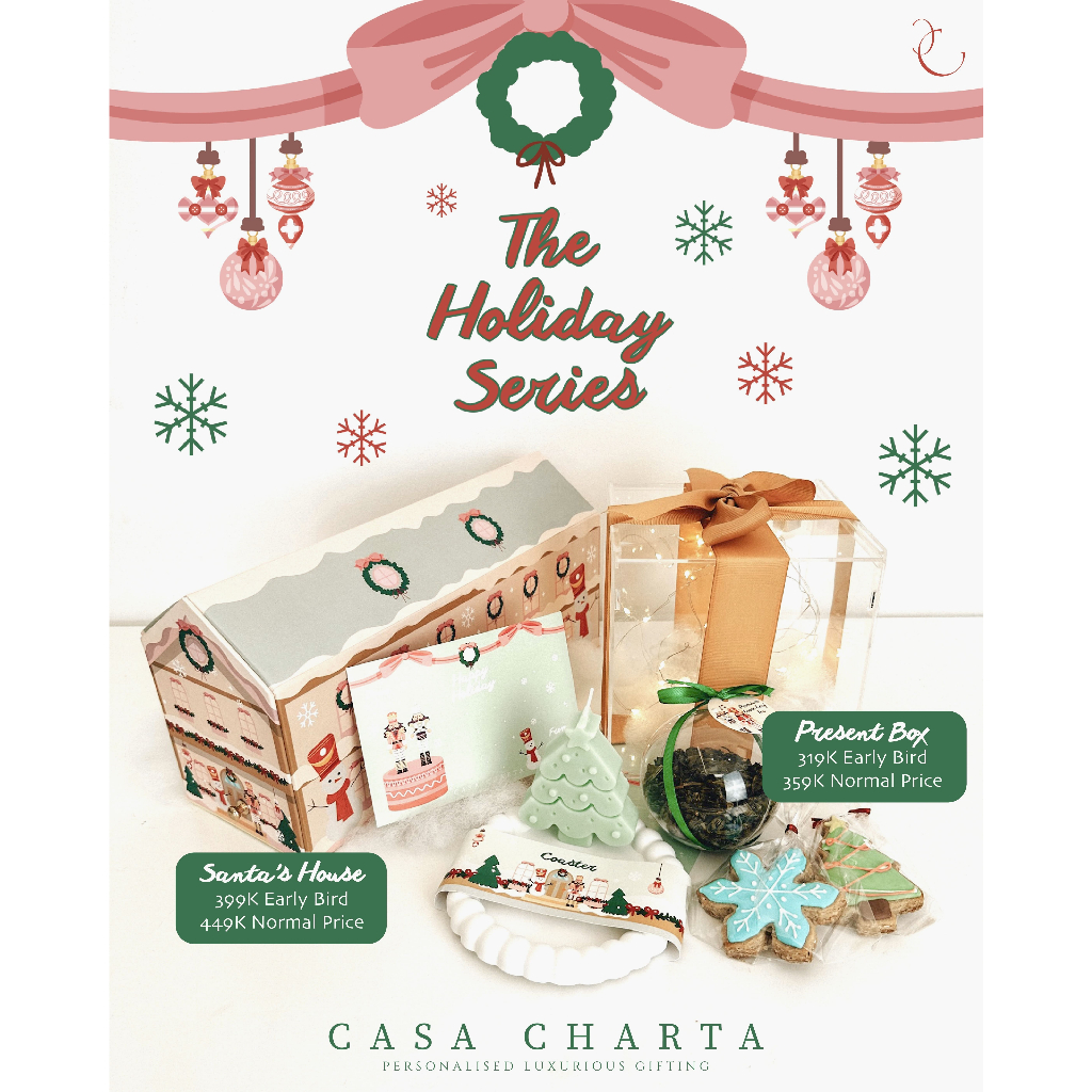 

Christmas Hampers / Premium Hampers Natal Box Rumah Santa Cookies Scented Candle Ceramic Mug Coaster Tea Leaves