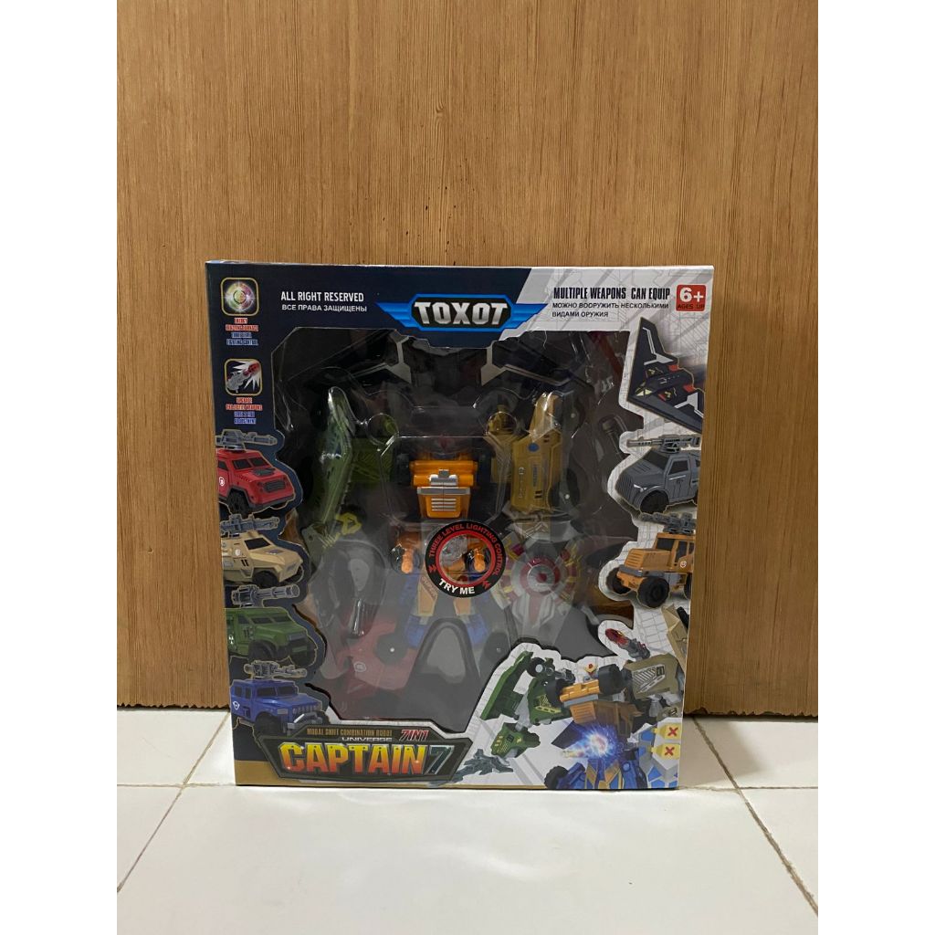 Mainan Robot Transformer Mobil Captain Tobot 7in1 Giga 7 Lampu LED & Launcher