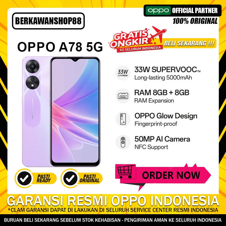 OPPO A78 5G 8GB/128GB Smartphone (Garansi Resmi)