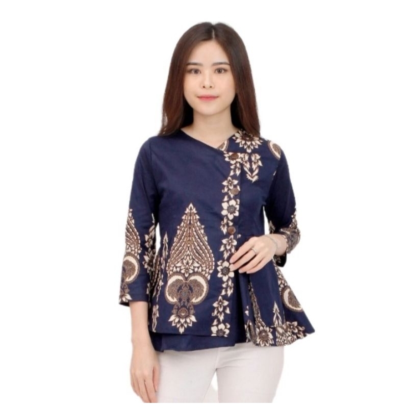 WK BLOUSE BATIK WANITA JUMBO LD. 110 120 BAJU ATASAN KERJA MODEL TERBARU